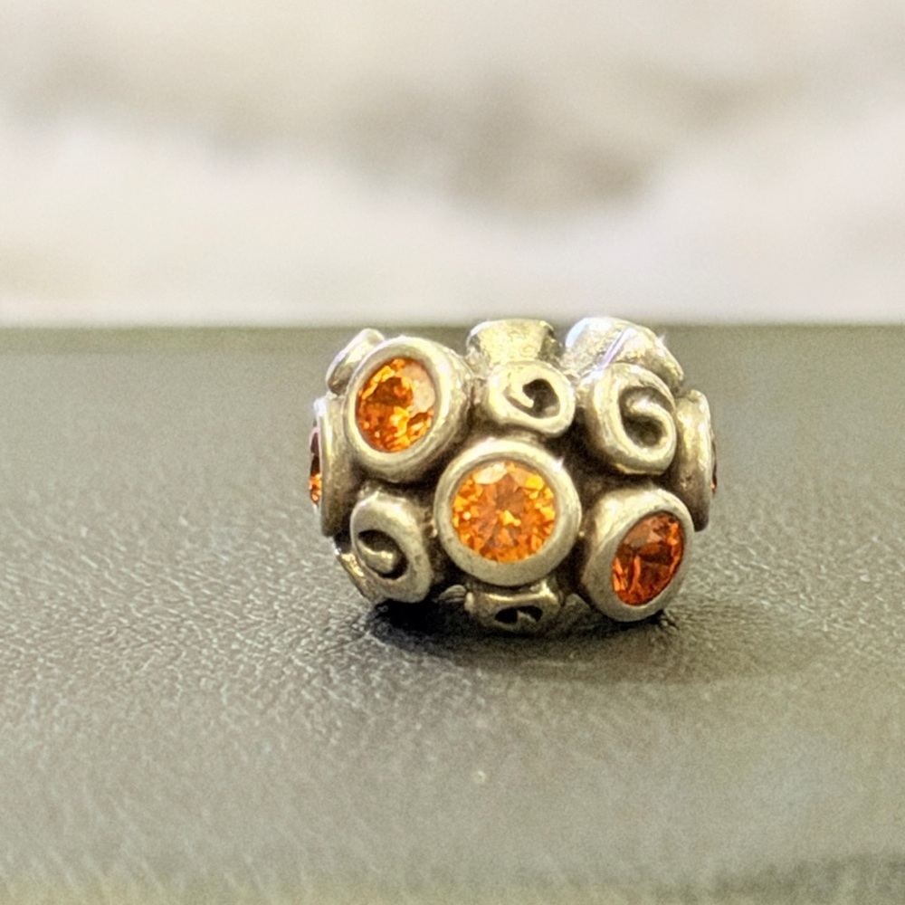 Pandora Silver and Orange Swirl Charm